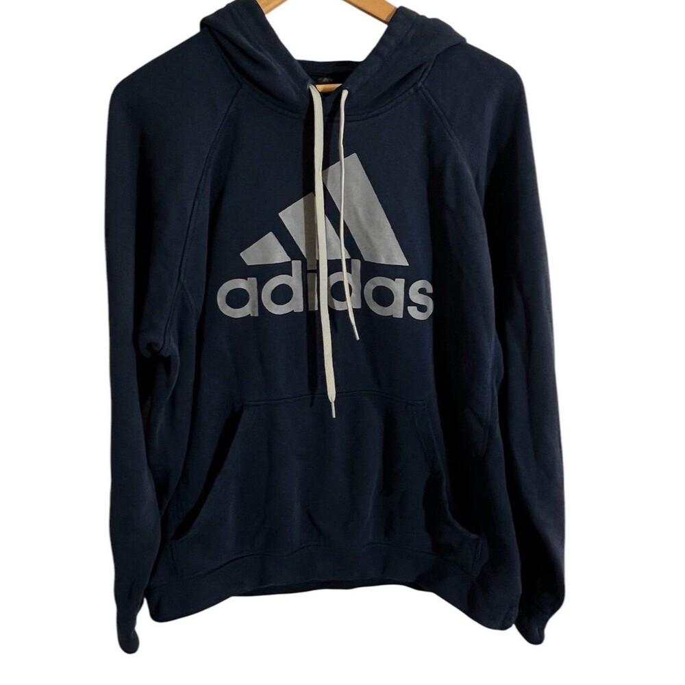 adidas Men's Hoodie Sweatshirt - blue / gray - Size Large